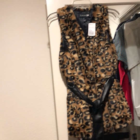 Forever 21 Jackets & Blazers - Cheetah long vest with tie